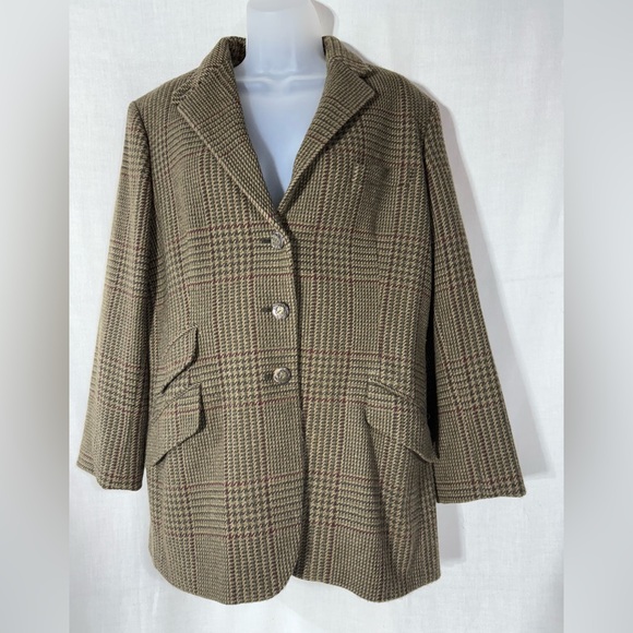 Lauren Ralph Lauren Plaid wool  Women's Jacket - Brown Sz 16 - Picture 1 of 15